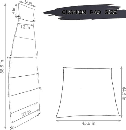 Outdoor Swing Chaise Lounge Replacement 2 pcs Cushion and Canopy,for Patio Furniture Hanging Hammock Chair Pad, Sun Resistant Breathable Waterproof