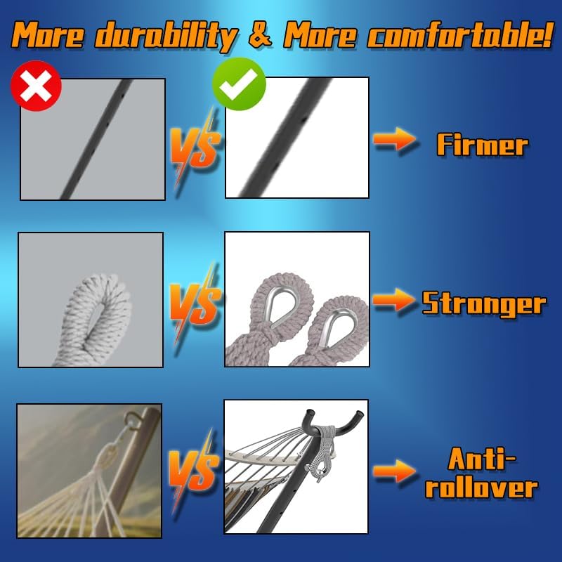 Double Hammock, Heavy Duty Portable, 500 lb Weight Capacity, Perfect for Both Indoors and Outdoors, 2 Person Hammock with Carrying Bag, Coffee