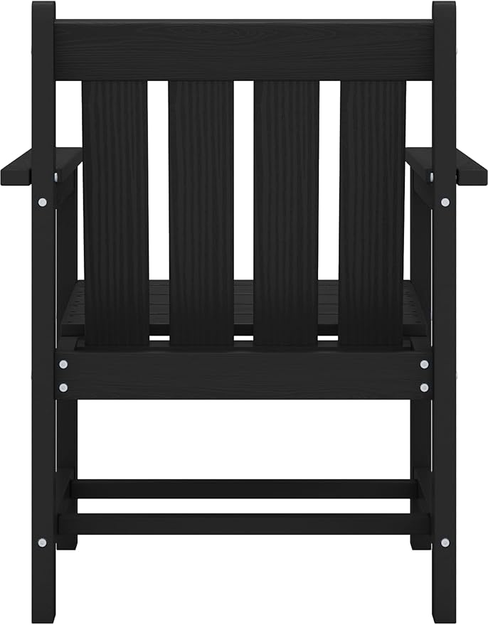 SERWALL 3 Pieces Patio Bistro Set, All Weather Adirondack Chair Set with Side Table, HDPE Material Outdoor Patio Furniture Set for Balcony, Porch, Garden, Backyard- Black