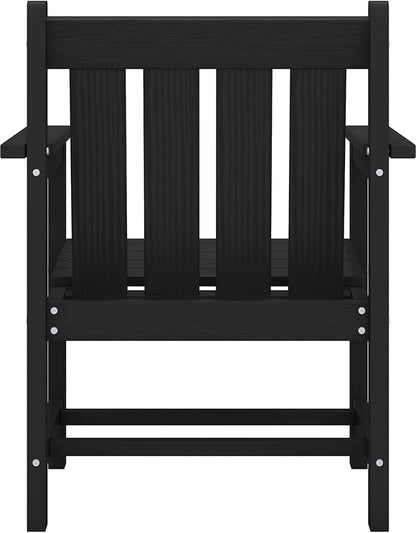 SERWALL 3 Pieces Patio Bistro Set, All Weather Adirondack Chair Set with Side Table, HDPE Material Outdoor Patio Furniture Set for Balcony, Porch, Garden, Backyard- Black
