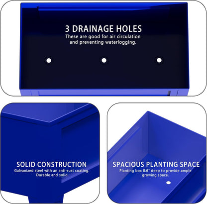 Raised Garden Bed with Low Profile Design Metal Planter Box for Growing Fresh Herbs Vegetables Flowers Succulents&Other Plants for Outdoor Backyard Patio Deck Balcony Blue