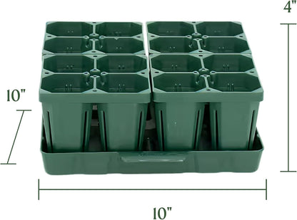 Vego garden Seedling Suite Products, 4 Pack Jumbo Seedling Trays with 10" x 10" Bottom Watering Trays