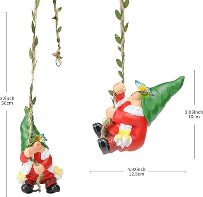 Hanging Gnome Garden Statue Climbing Garden Gnomes Lady with Butterfly Decoration Tree Hugger for Outdoor Lawn Home Patio Yard Birthday Christmas Gardening Gifts for Mom Women