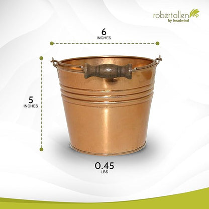 Headwind Vintage Collection - 6 Inch New Penny Banded Planter with Handles – Galvanized Bucket Planter - Decorative Small Planters for Indoor Plants & Outdoor Use by Robert Allen