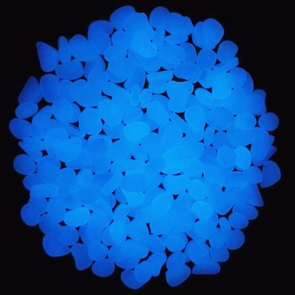 Oubest Fish Tank Rocks Glow Blue/Glow in The Dark Pebbles for Garden/Fish Tank/Aquarium/Plant Pots/Bonsai Walkway/Driveway 100pcs
