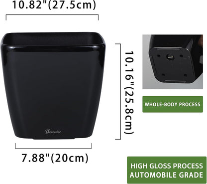 Dexceder 11x10 Self Watering Planter Indoor Outdoor, Inner Mat Design, Thickened Table Flower Plant Pot with Water Level Indicator (Black High Gloss)