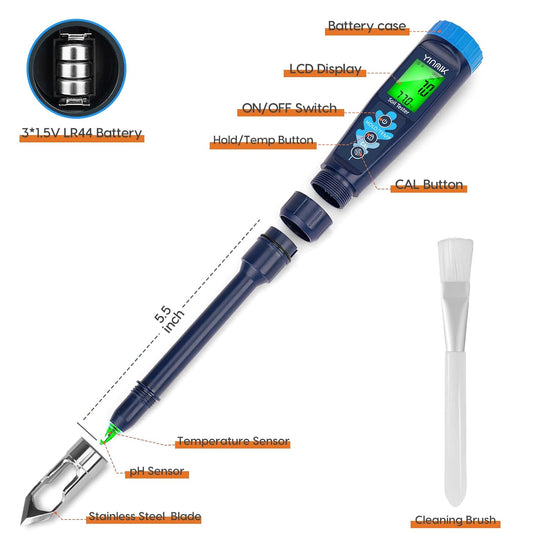 Digital pH Tester for Soil, Soil pH Test Kit for Indoor Potted Plants, Professional pH Meter for Soil and Water, Measuring Soil pH for Garden, Grass,Lawn, Greenhouse,Outdoor,Farming, Yard Use