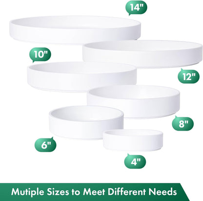 Phoenix Vine 8 Inch Plastic Plant Saucer Water Drip Tray, Heavy Sturdy Round Plant Drainage Tray for Indoors Outdoor, Matte White, 21-TY-8W-1