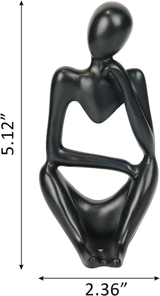 INNOLITES Resin Statue Thinker Style Decoration Abstract Sculptures Collectible Figurines for Home Decor Modern Office Shelf Desktop (Black-Right)