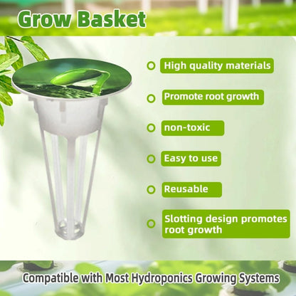 90pcs Hydroponic Seed Pod Kit Include 30pcs Plant Replacement Basket Containers,30 Grow Domes and 30 Seed Label Compatible with Hydroponic Growing Garden System(0.5 Inch,White)