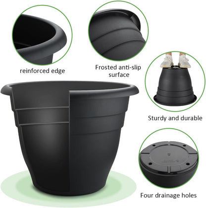 3-Pack 20 Inch Large Plastic Plant Pots for Outdoor, Heavy Duty Extra Large Deep Garden Planter with Drainage Holes, Sturdy Textured Black Flower Pot for Trees, Shrubs, Patio, Lawn