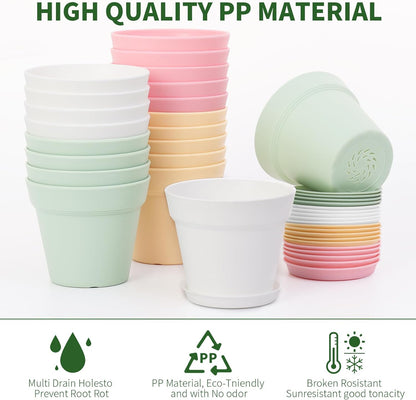 GARDIFE 20 Pack 4 inch Plant pots, planters for Indoor Plants, Flower pots, Color