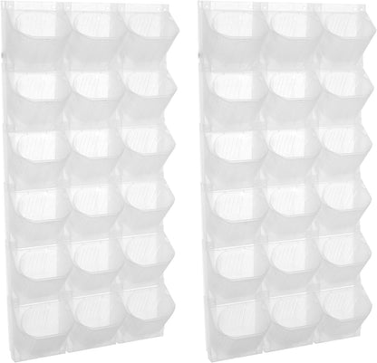 Eapmic Vertical Wall Planter with 36 Pots, Hanging Garden Plant Flowerpot Holder, Stackable Wall-Mounted Planter, Balcony Planters for Flowers Vegetables Fruits (White, 36 Pots)