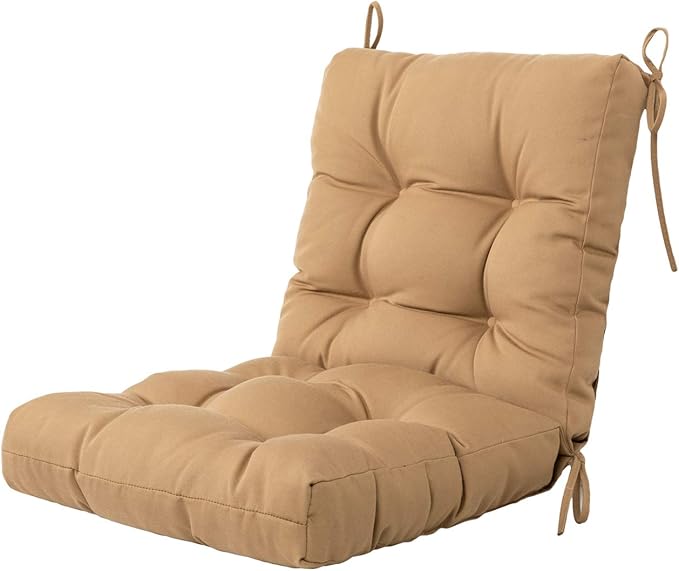 ARTPLAN All Weather Chair Outdoor Cushions Wicker Tufted Pillow with Back for Outdoor Furniture