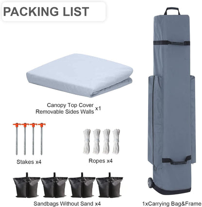 Eazy Up OUTDOOR WIND Pop Up Canopy with Sidewalls - Heavy Duty Commercial Instant Canopy Tent - 10x15, White