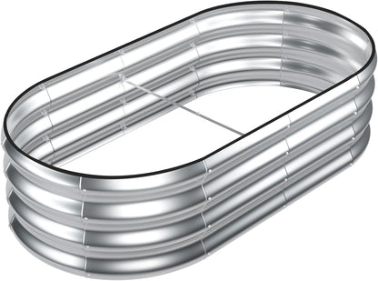 SnugNiture Galvanized Raised Garden Bed, 4x2x1ft Oval Metal Planter Box for Planting Outdoor Plants Vegetables