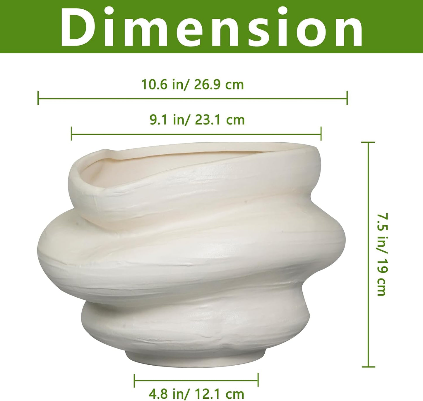 Ceramic Plant Pots Bonsai 11 Inch - Flower Pots for Indoor Plants, Large Plant Pots with Drainage Hole, Decorative Planter Outdoor Flower Pot for Office, Gift for Men Women, White