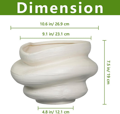 Ceramic Plant Pots Bonsai 11 Inch - Flower Pots for Indoor Plants, Large Plant Pots with Drainage Hole, Decorative Planter Outdoor Flower Pot for Office, Gift for Men Women, White