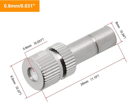 20pcs Brass Mister Nozzles, 6mm Misting Nozzles for Outdoor Cooling System, Landscaping, Air Humidification, Greenhouse Irrigation (without Filter, 0.031"/0.8mm Orifice)