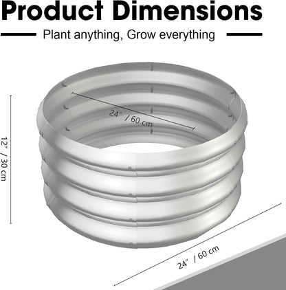 2x2x1ft Round Galvanized Raised Garden Bed Outdoor Metal Planter Box Raised Beds for Gardening,Vegetables,Fruits,Flowers & Herbs (Silver)