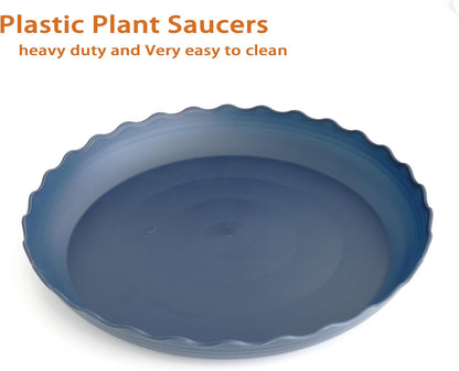 6 Pack Plant Saucer 10 inch, Heavy Duty Plastic Plant Saucers, Durable Plant Tray for Pots, Flower Saucers for Indoors, Plant Pot Saucers, Trays for Planter (Blue)
