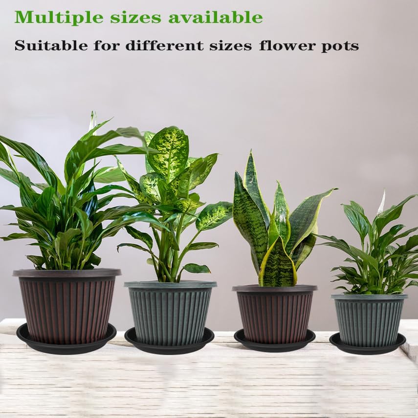 2 Pack of 25 26 inch Extra Large Plant Saucer, Extra Deep 4.2" Tray for Flower Pot, Heavy Sturdy Plant Drainage Tray for Indoors, Bird Bath Bowls, Plant Plate Water Catcher for Pots (26", Black)