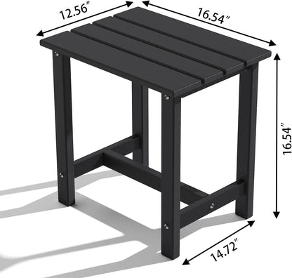 Outdoor Side Table, End Table for Adirondack Chair, 18" Patio Table for Porch, Yard, Weather Resistant, Black
