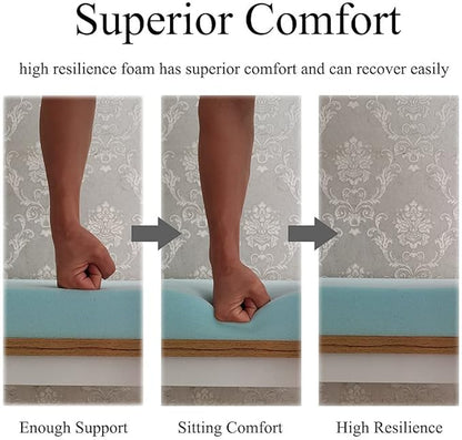 Bench Seat Memory Foam Chair Pads Non-Slip Rubber Back Indoor Swing/Settee Cushion 40 x 18 inch