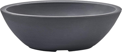 Crescent Garden Delano Oval Planter Bowl, Succulent Garden, Unique Indoor/Outdoor Double-Walled Plant Bowl with Plug- Oval Shape - 24" L x 17" W x 8" H (Slate)