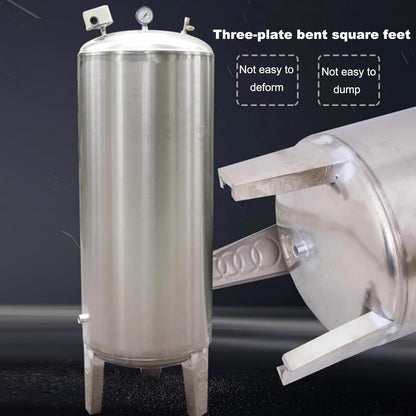 Water Supply System, Fully Automatic Well Water Storage Tank, Stainless Steel Pressure Tank with mounting Fittings for Well/Industrial Cleaning/Garden Watering(100L/26.4gal)