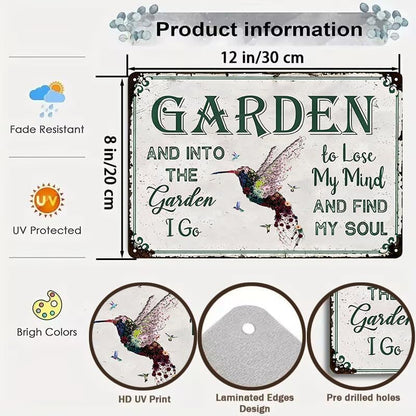 Bestylez Gardening Gifts Vintage Gardening Signs Into The Garden To Lose My Mind Tin Sign for Home Garden Greenhouse Living Room Bedroom Yard Cottage Outdoor Decor 8X12 Inch (3358)