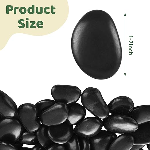 10lbs Black Rocks for Planters 1"-2" Natural Decorative River Pebbles Black Polished Pebbles for Plants Garden Decorative Stones for Outdoor Landscaping, Plants, Vase Filler Fish Tank Aquariums