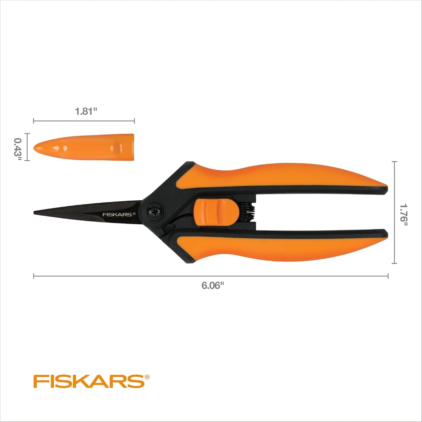 Fiskars Micro-Tip Rose Pruning Shears, 6" Garden Shears Non-Stick Coated Stainless Steel Blade, Gardening Scissors with SoftGrip Handle