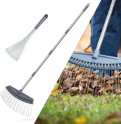 Thatch Rake Adjustable, Dethatcher Rakes 17"-63", Wide with 24 Metal Tines, Lightweight Garden Thatching Rakes Used for Mulch ,Leaves, Debris, Pine Needles, Shrub, Gravel
