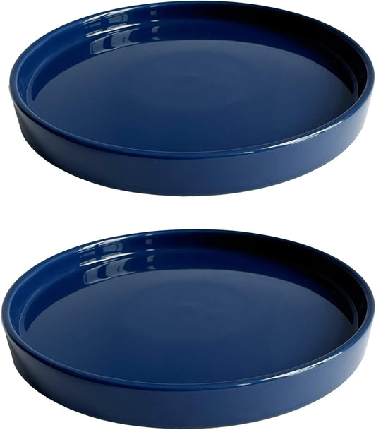 2 Pack Ceramic Plant Saucer Pot Tray 6 Inch, Planter Saucers 4 5 6 7 8 9 10 11 12 13 Inch for Indoors Outdoor, Durable Sturdy Flower Drainage drip Water Tray for Glazed Pots Base (6.4 Inch-Blue)