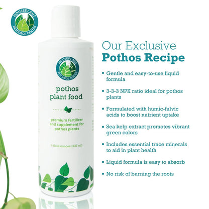 Pothos Fertilizer – Liquid Plant Food for Strong Roots, Healthy Growth & Lush Foliage – 3-3-3 NPK Formula with Sea Kelp, Humic & Fulvic Acid – Essential Nutrients for Neon Pothos or Devil’s Ivy – 8 oz