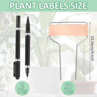 50 Pcs 4 Inch Copper Plant Tags, Metal Plant Labels, Waterproof Garden Label Markers, Weatherproof Metal Garden Tags Plant Labels, Marking Protection Seedling Signs Nursery Tags with 2 Permanent Pen
