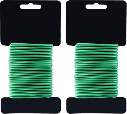 (2 Reel) Soft Plant Ties, Garden Ties TPR Flexible Durable Heavy Duty Twist Wire for Twine Tomatos Branches Vines and Tying Up Cable Wires (Green)(φ3.5mm，26feet)