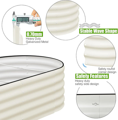 SnugNiture Galvanized Raised Garden Bed, 8x4x1.5ft Oval Metal Planter Box for Planting Outdoor Plants Vegetables