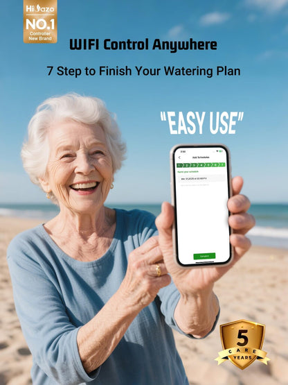 Smart Sprinklers Controller WiFi, Irrigation Controller Easy Use App Enabled, 4 Zone + 16 Plans, Save Water Auto Skip Rain, Freeze & Wind, 10 Minutes Install (Deep Grey)