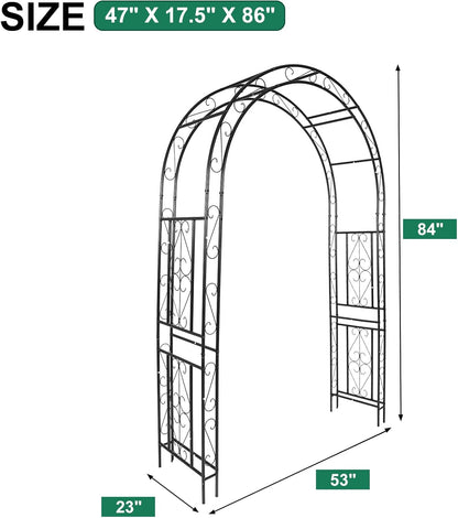 Metal Garden Arch 7.0ft High X 4.5ft Wide Garden Arbor for for Climbing Plants Roses Vines, Wide Garden Archway Arbor Trellis for Lawn Wedding Bridal Party Decoration Ceremony