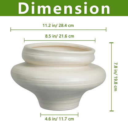 Ceramic Plant Pots 11 Inch - Bonsai Large Planters for Indoor Plants with Drainage Hole, White Planter for Home Garden Patio Office, Gift for Women Men
