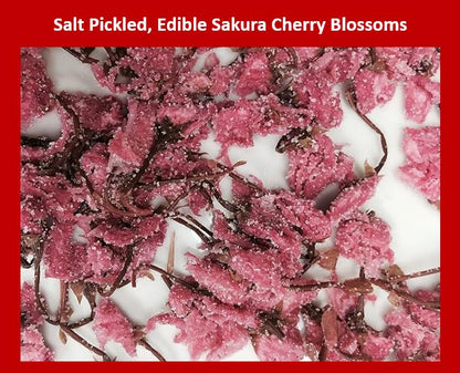 Salt Pickled Edible Sakura Cherry Blossoms from traditional Japanese maker CHINRIU, 1.06oz (≈ 30 flowers), Edible Flowers ideal for Pastry, Garnishing and Food Decoration