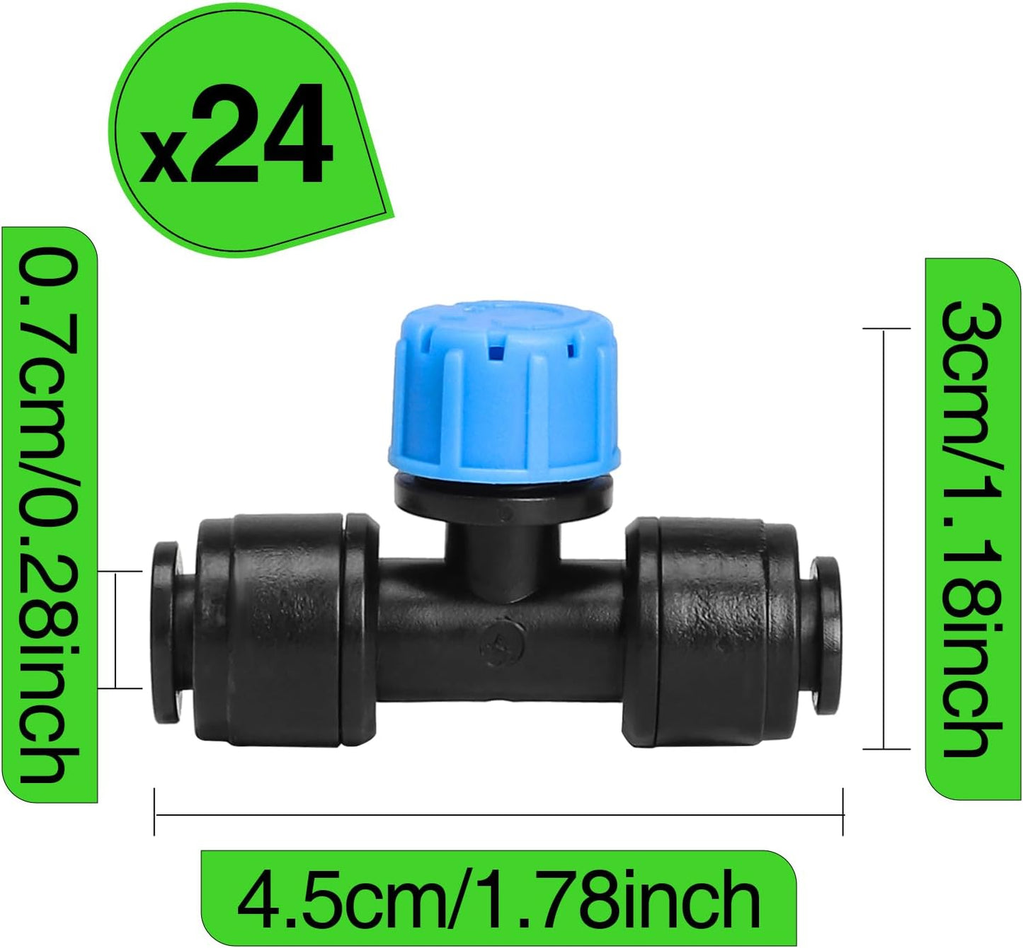 MIXC 24 Pack 1/4" Drip Irrigation Emitters, Adjustable 360° Drip Emitters for 1/4" Tubing, Leak-Proof Water Drippers, Perfect for Potted Plants, Greenhouse & Outdoor Watering Systems