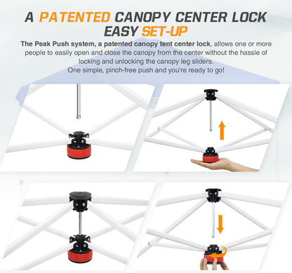 EAGLE PEAK Pop Up Canopy Tent with Wheeled Carry Bag, 8 Stakes, 4 Ropes, Easy Set Up Tent Canopy, 6.6x6.6 ft, Black