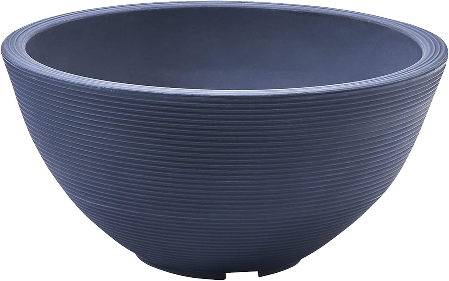 Crescent Garden Delano Bowl Planter, Large Outdoor Round Shallow Plant Pot for Water Garden, Bonsai Plant Pots, Succulents with Drain Hole - Double Walled Bowl Lotus Pot, 26" W (Midnight)