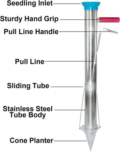 AIWFL Seedling Transplanter Long Handled Bulb Planter Tools Vegetable Young Plant Manual Plant Transplanter Stainless Steel Planting Garden Tools