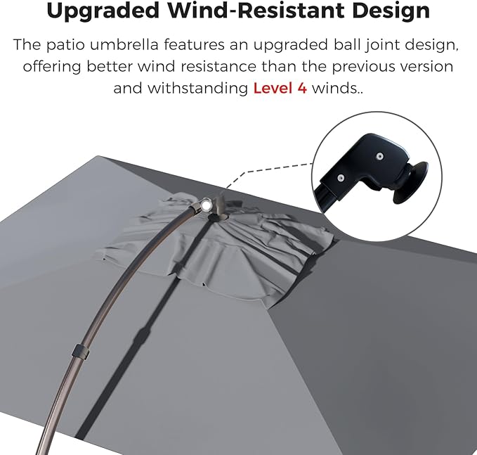 Grand patio 10x13 FT Cantilever Umbrella Outdoor Aluminum Rectangle Offset Umbrella Canopy with Base & Cover for Pool Garden (Gray, 10x13 FT)