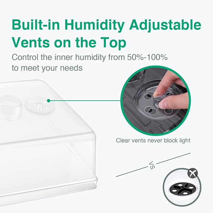 SOLIGT [Thick Plastic] 3-Set Strong Seed Starter Trays with 5" Humidity Domes for Seed Starting, Germination, Seedling Propagation & Plant Growing, Holds 144 Cells in Total