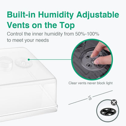 SOLIGT [Thick Plastic] 3-Set Strong Seed Starter Trays with 5" Humidity Domes for Seed Starting, Germination, Seedling Propagation & Plant Growing, Holds 144 Cells in Total